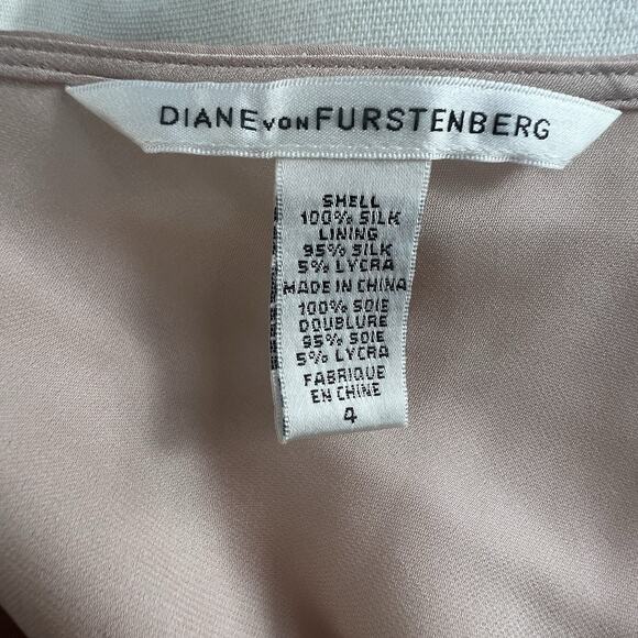 Diane Von Furstenburg Silk Blue Pink Peelo Blouse Size 4 Sheer Chiffon - Picture 15 of 16